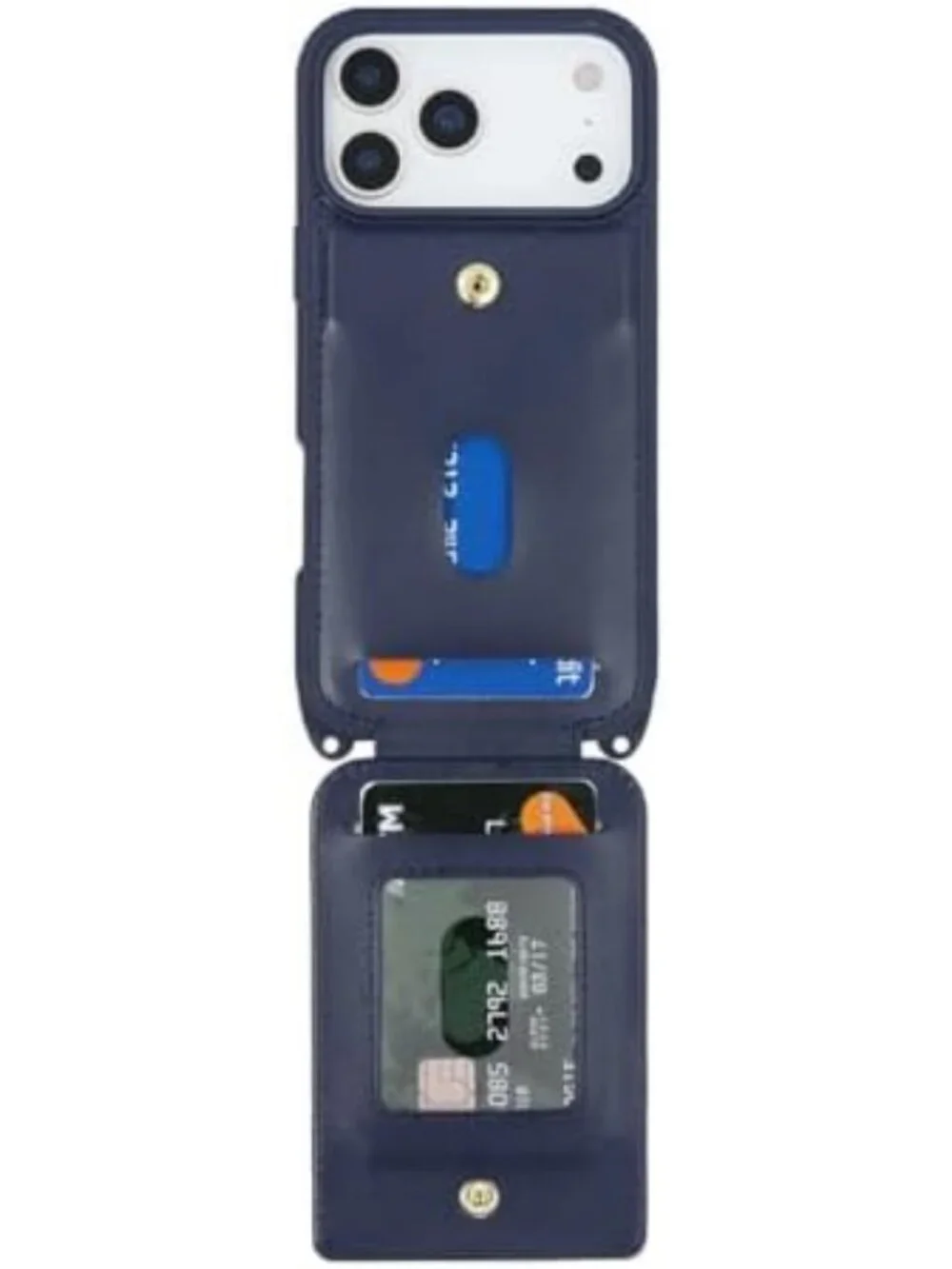 Stylish Dark Blue Crossbody Wallet Case for iPhone 17 Pro with Adjustable Strap